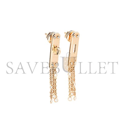 HERMÈS KELLY GAVROCHE DIAMONDS 18K ROSE GOLD EARRINGS 